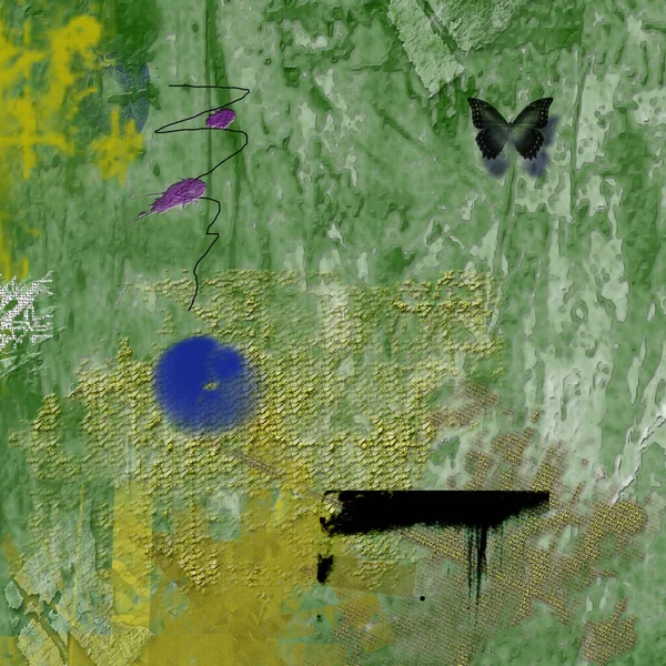 Zelená Abstraktní Motýlem Vykreslování — Stock fotografie