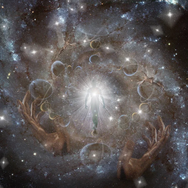 Spirit Emerges Space Soul Aura Rendering — Stock Photo, Image