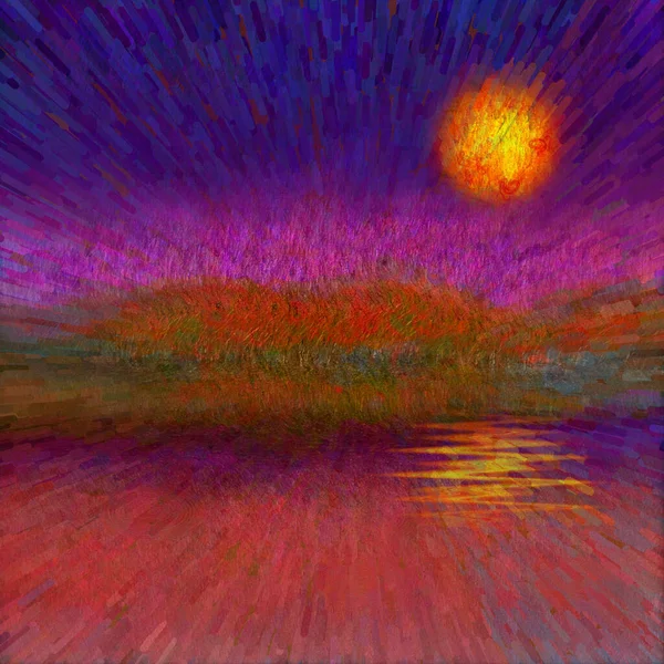 Absztrakt Sunset Vagy Sunrise Digitális Festészet — Stock Fotó