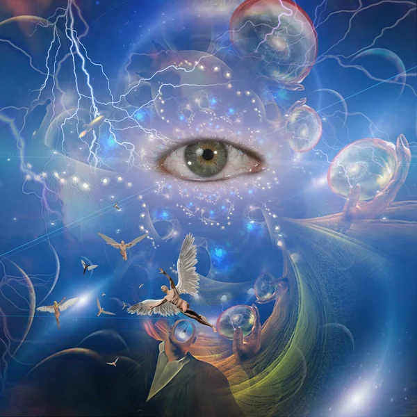 God Eye Angels Unreal World Rendering — Stock Photo, Image