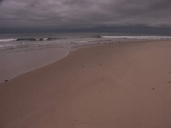 Вид Піщаний Пляж Біля Моря — стокове фото