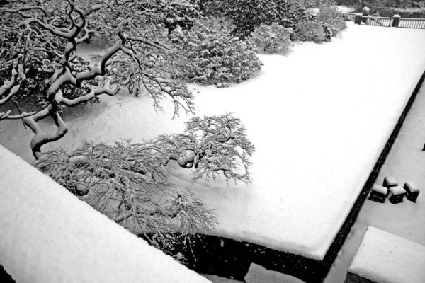Schnee Auf Dem Dach Rendering — Stockfoto