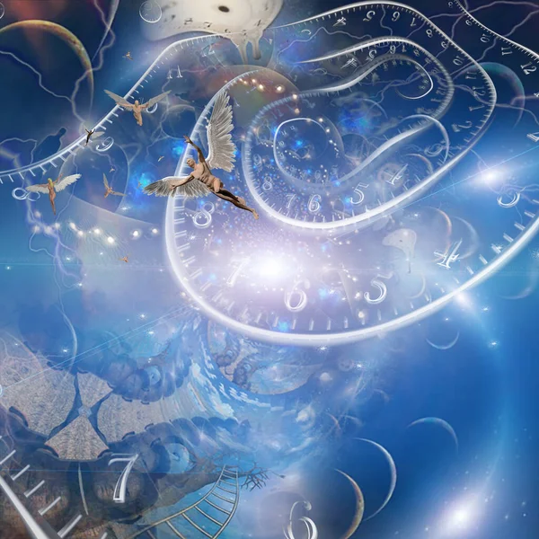Sembolik Kompozisyon Tanrı Nın Parçacığı Melek Zaman Spiralleri Görüntüleme — Stok fotoğraf