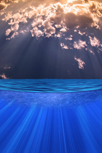 View from under the water. 3D rendering