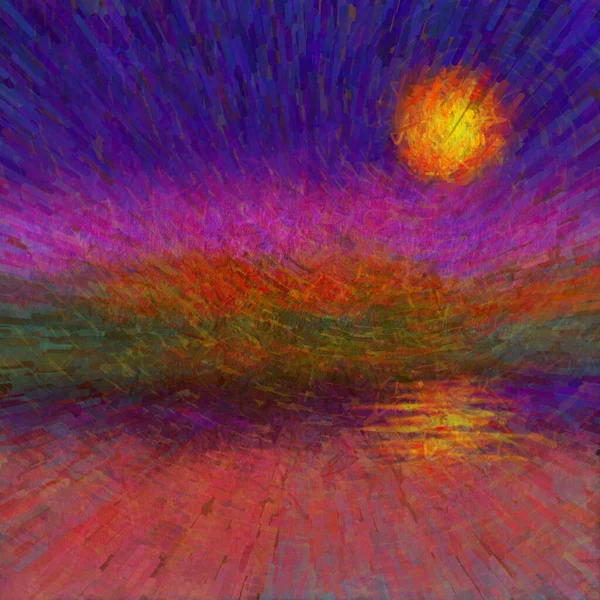 Abstrakcyjny Zachód Słońca Lub Wschód Słońca Malarstwo Cyfrowe — Zdjęcie stockowe