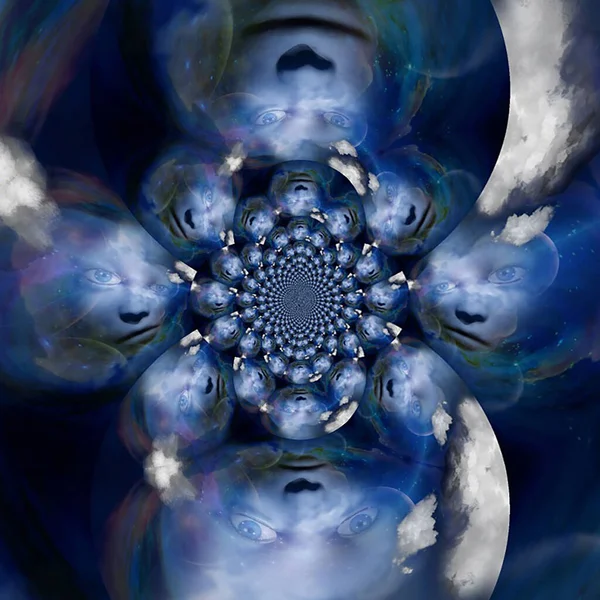 Ghosts Faces Fractal Rendering — Stock Photo, Image