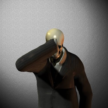 Takım elbiseli iskelet. 3B görüntüleme