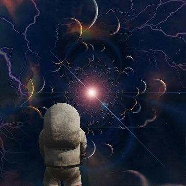 Solucan deliğinden önce astronot. 3B görüntüleme