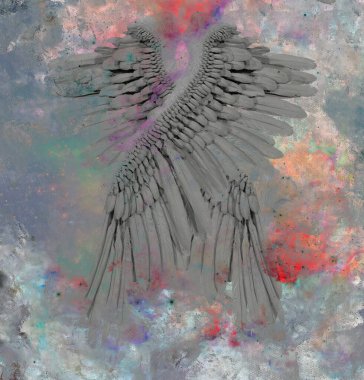 Modern karanlık sanat. Melek Kanatları. 3B görüntüleme