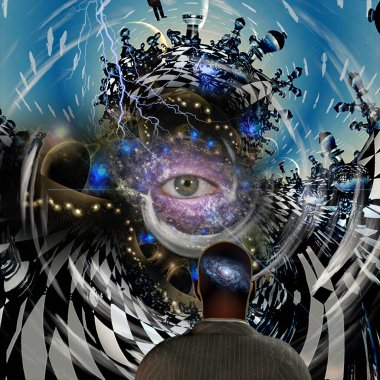 Gerçek üstü satranç dünyası. 3B görüntüleme