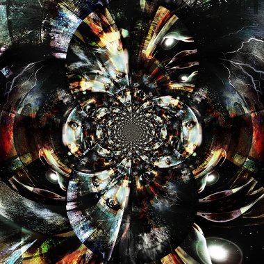 Kadın yüzü soyut bir fraktaldan ortaya çıkar. 3B görüntüleme