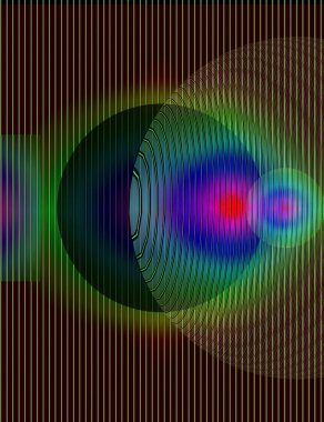 Çemberlerin ve çizgilerin soyut hali. 3B görüntüleme