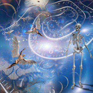 Gerçek olmayan boyutlarda iskelet. 3B görüntüleme