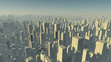 Gelecekçi şehir. 3d hazırlayıcı