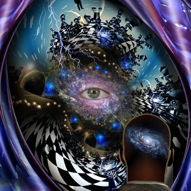 Gerçek üstü satranç dünyası. 3B görüntüleme