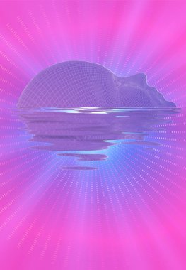 Sudaki droid yüzü. 3B görüntüleme