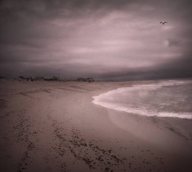 Kumlu okyanus kıyısı. 3B görüntüleme