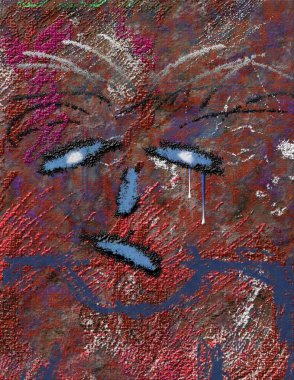 Soyut üzgün surat. 3B görüntüleme