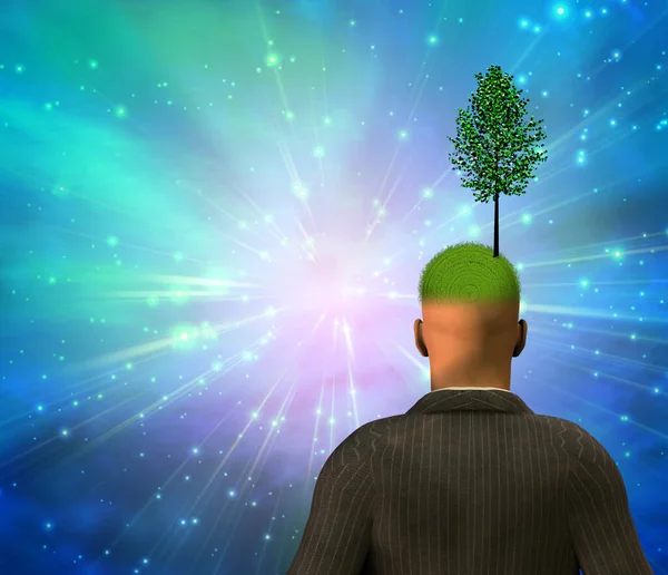 Man Green Growth Top Head — Stock Photo, Image