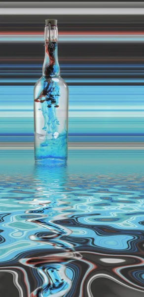 Abstracte Achtergrond Met Vloeistof Fles — Stockfoto