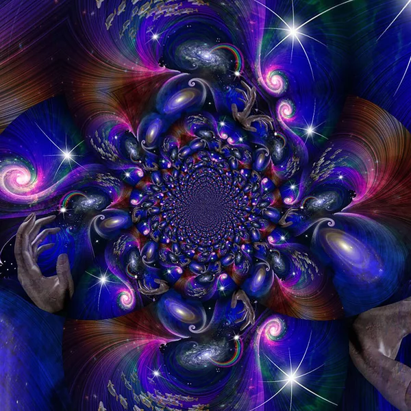 Manipulation Time Space Fractal Art Rendering — Stock Photo, Image