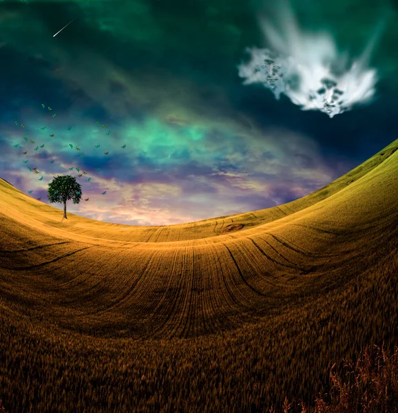 Schöne Landschaft Mit Geistern Himmel — Stockfoto