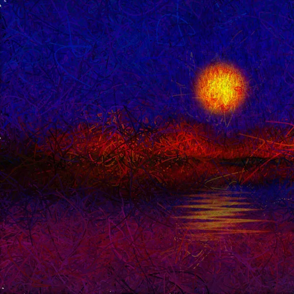 Abstract Sunset Sunrise Digital Painting — Stock Photo, Image