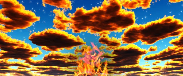 炎とシュールな空 — ストック写真