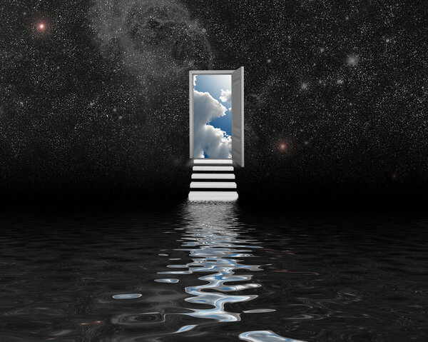 Portal to other world. 3D rendering