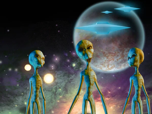 Extraterrestres Naves Espaciales Renderizado — Foto de Stock