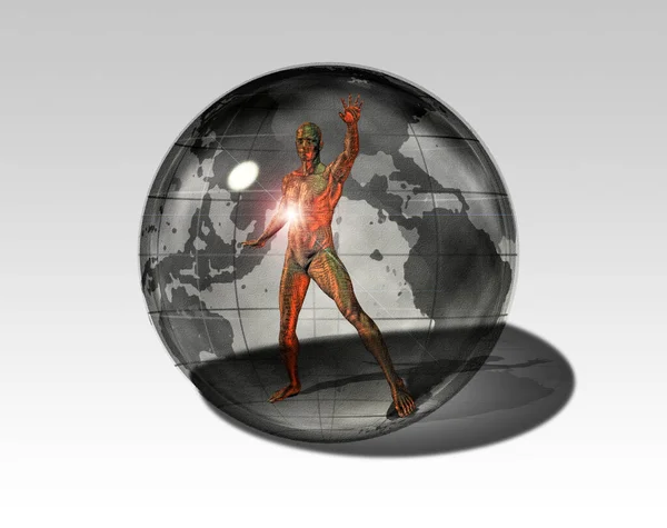 Arte Futurista Droide Esfera Cristal —  Fotos de Stock