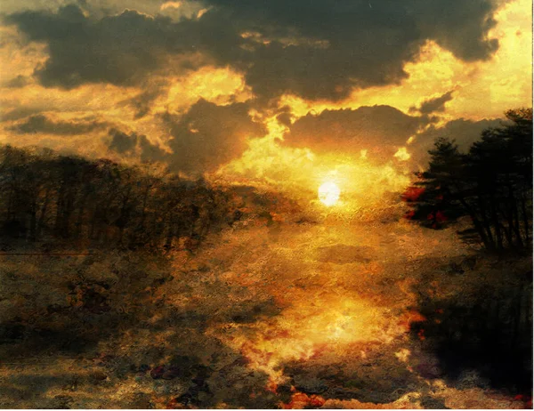Orange Sunset Acrylic Background — Fotografia de Stock