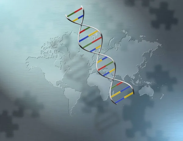 World Genetic Cadena Adn Mapa Del Mundo — Foto de Stock