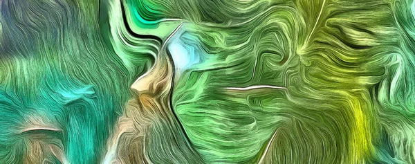 Fluid Lines Green Color Movement Rendering — Stock Photo, Image