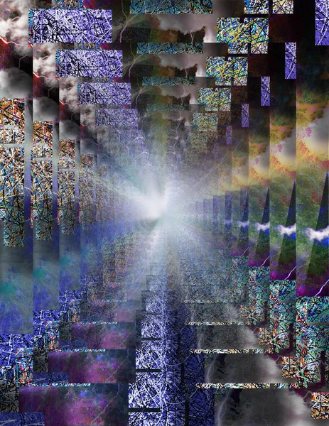 Abstract Psychedelic Tunnel Light Rendering — Stock Photo, Image