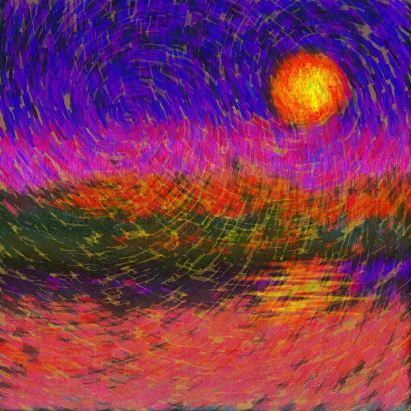 Atardecer Abstracto Amanecer Pintura Digital —  Fotos de Stock