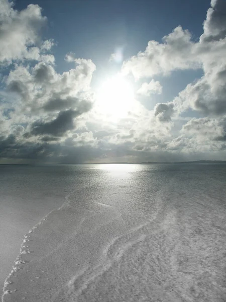 Solnedgång Eller Soluppgång Vid Havet Eller Havshorisont — Stockfoto