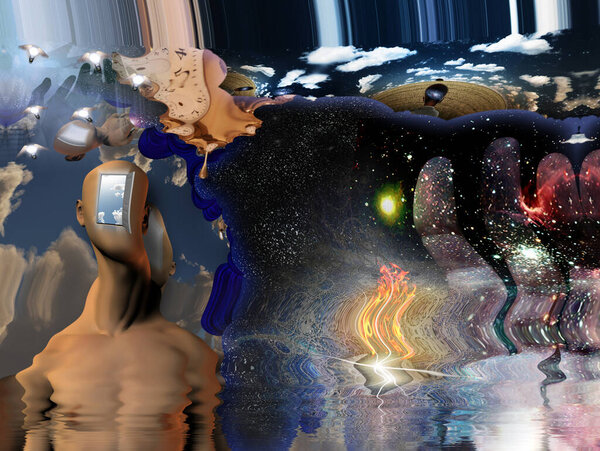 Surreal Melting Art. 3D rendering