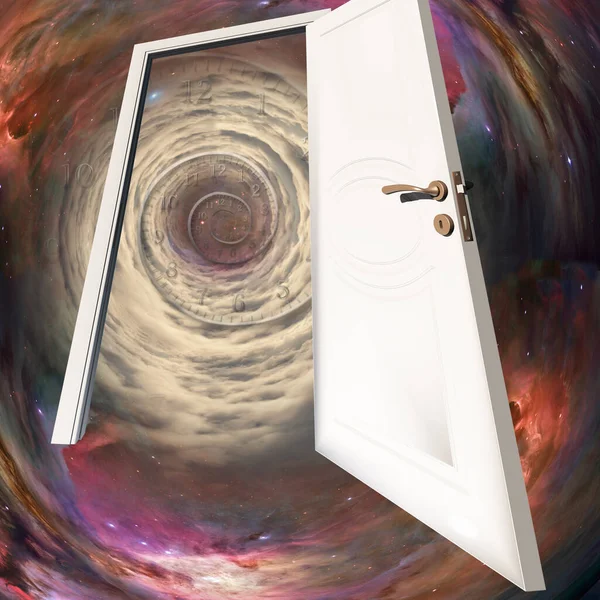 Die Weiße Tür Der Weltraumtunnel — Stockfoto