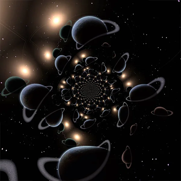 Fractal Planets Rendering — Stock Photo, Image