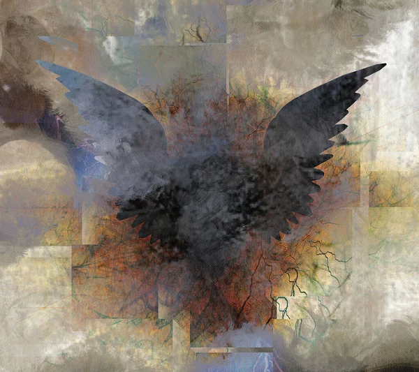 Black Wings Spiritual Abstract Painting — Foto de Stock