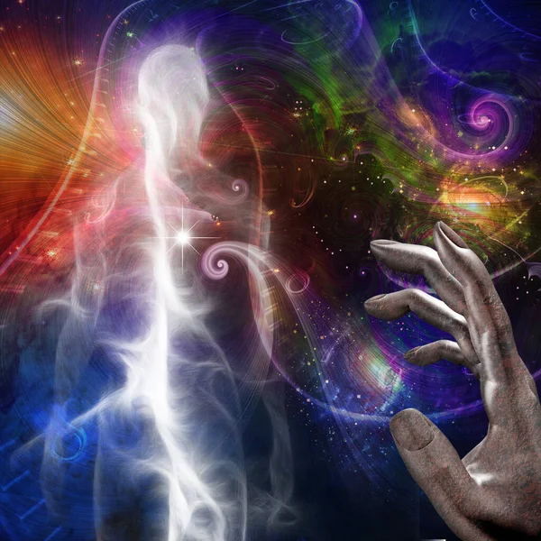 Людський Дух Яскравому Барвистому Всесвіті Візуалізація — стокове фото