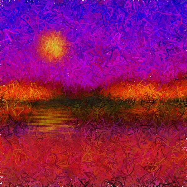 Αφηρημένο Ηλιοβασίλεμα Ανατολή Ψηφιακή Ζωγραφική — Φωτογραφία Αρχείου