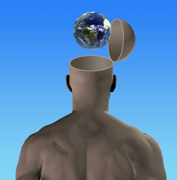 以地球为首的人3D渲染 — 图库照片