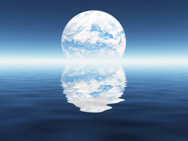 Blue Planet Seen Distance Rendering — Stok fotoğraf