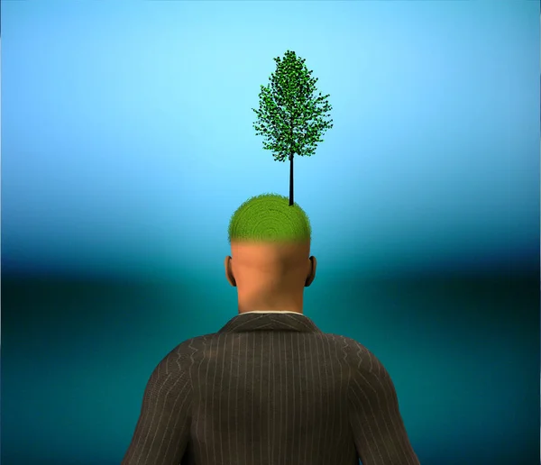 Man Green Growth Top Head — Stock Photo, Image