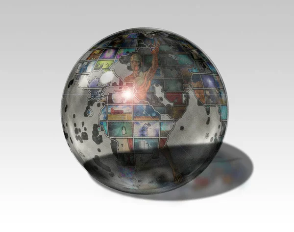 Futuristic Art Droid Crystal Sphere — Stock Photo, Image