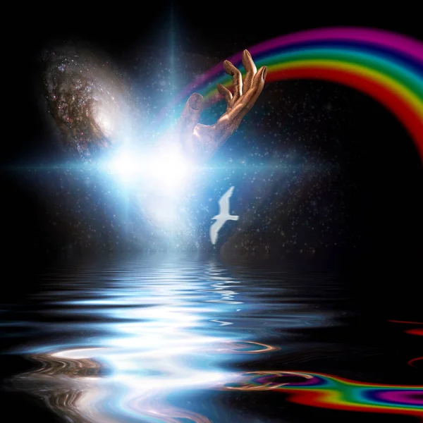 Spiritual Science Background Galaxy Rainbow — Stock Photo, Image