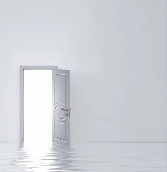 stock image Doorway in flooded white room