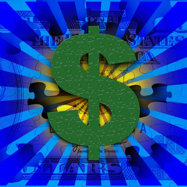 Dollaro Usa Puzzle Pattern Pop Art Sfondo — Foto Stock